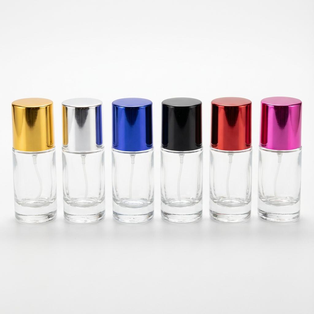 Flacons de parfum vides 20 ml en verre avec capuchons colorés, adaptés aux parfums et huiles concentrées